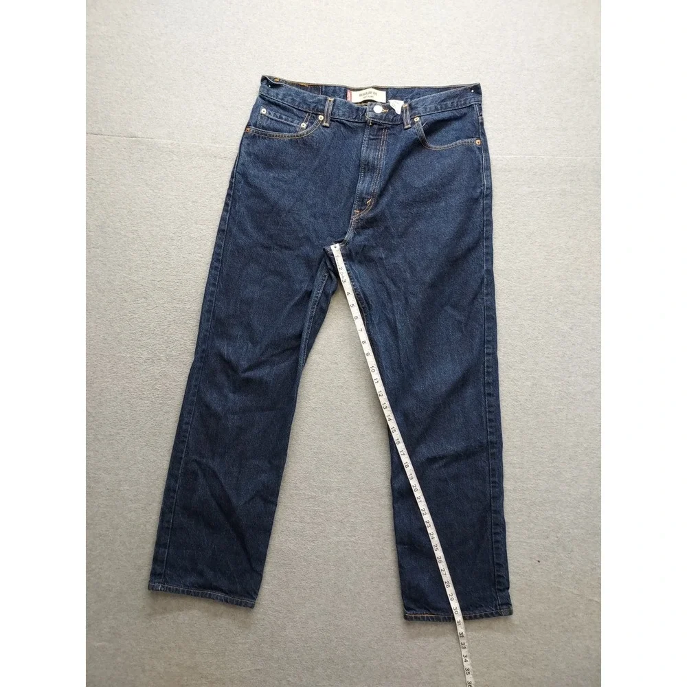 Levis Men Denim Jeans 36 Blue Zip Button 5 Pockets High Rise Straight Outdoor